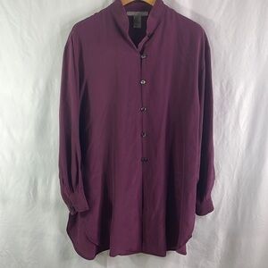Robert Stock purple mandarin collar purple silk blouse tunic